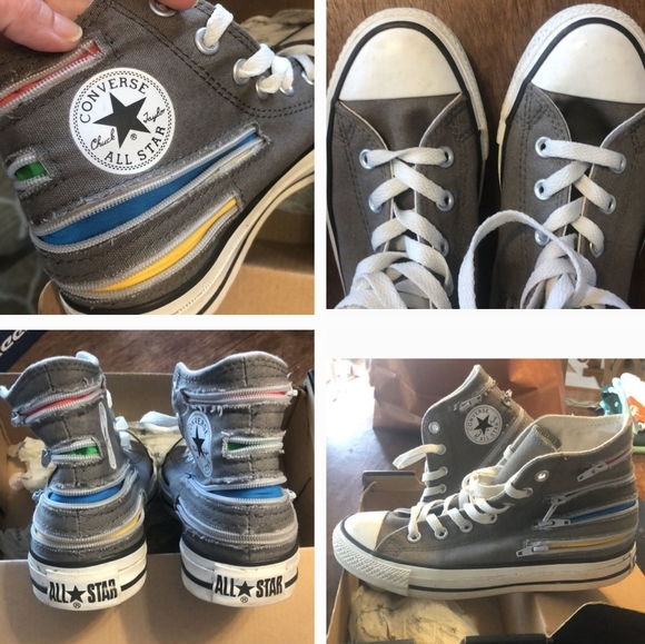 Converse Other - Converse Chuck Taylor CTAS High Top Multicolor Rainbow Zip Sneaker Shoes M 5 W 7